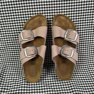 Birkenstock Arizona Big Buckle Lilac Pink Rose Silver Nubuck Leather NARROW 9